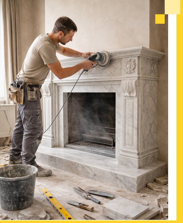 Изготовление и установка мраморных каминов в Кизляре под ключ