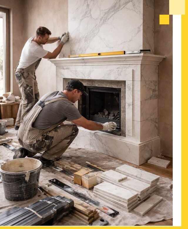 Отделка каминов в Кизляре качественные облицовочные работы