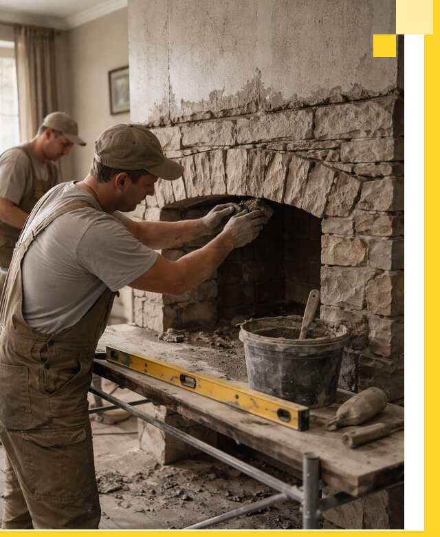 Изготовление каминов под ключ в Кизляре, монтаж и отделка