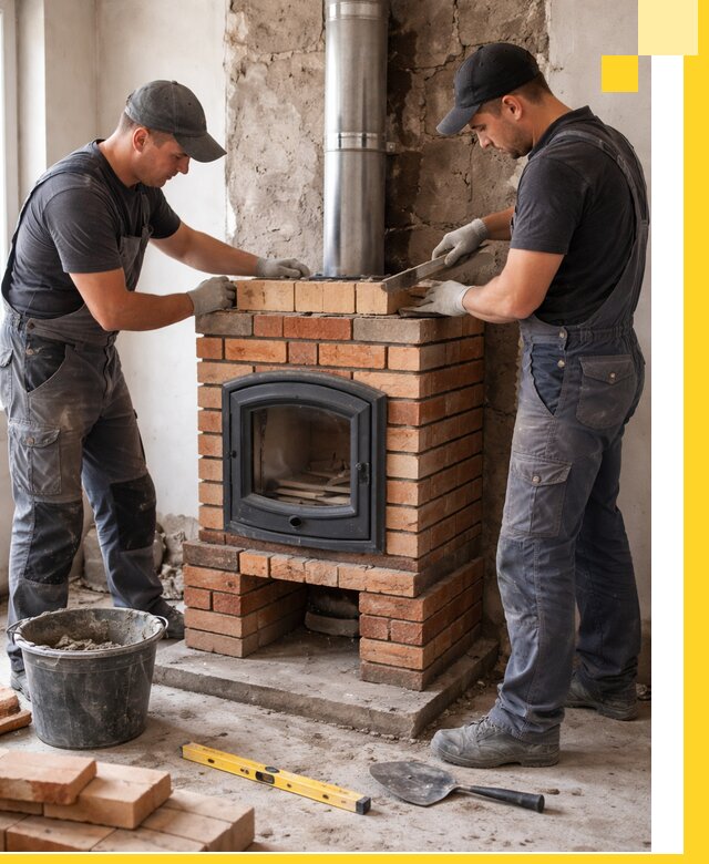 Монтаж печи камина под ключ в Кизляре с гарантией и пусконаладкой