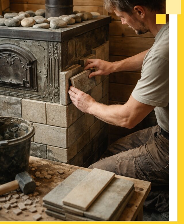 Облицовка банных печей в Кизляре профессиональная отделка