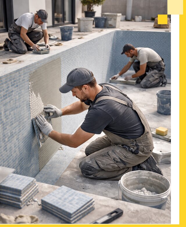 Облицовка бассейнов в Кизляре плитка мозаика гидроизоляция