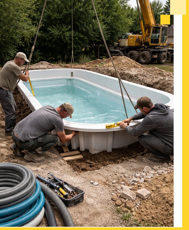 Установка и монтаж композитных бассейнов под ключ в Кизляре