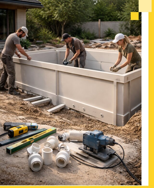 Установка полипропиленовых бассейнов под ключ в Кизляре