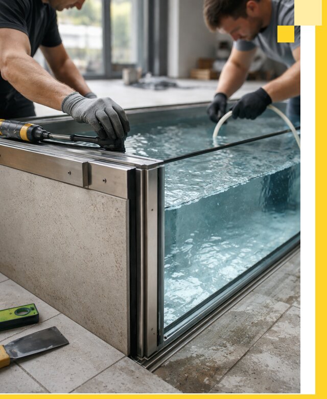 Проектирование и монтаж стеклянных бассейнов в Кизляре