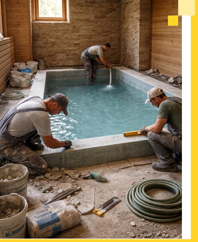 Проектирование и строительство бассейнов для бани в Кизляре