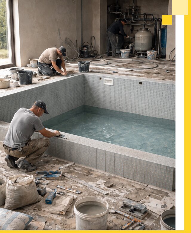 Строительство и монтаж бассейнов в помещении в Кизляре