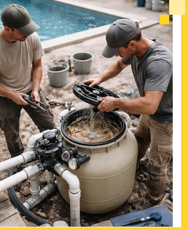 Установка и обслуживание песочных фильтров для бассейнов в Кизляре