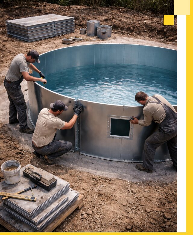 Круглые бассейны под ключ в Кизляре проектирование и монтаж