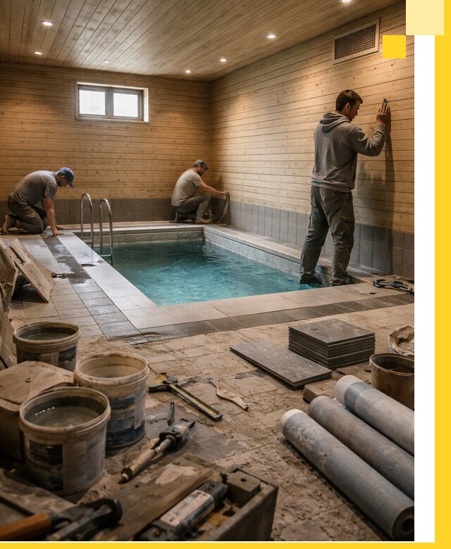 Строительство бани с бассейном и сауной под ключ в Кизляре