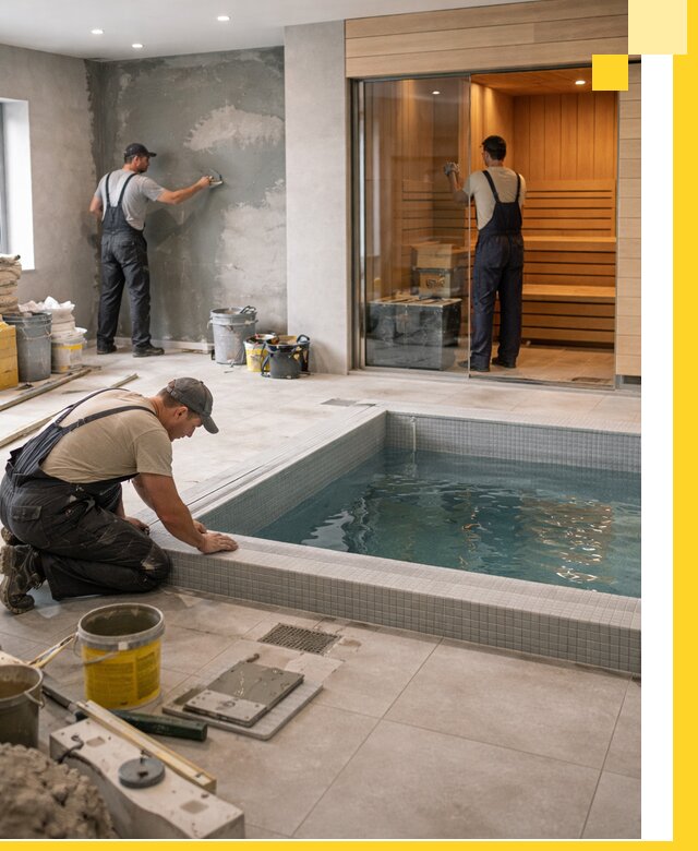 Проектирование и строительство сауны с бассейном в Кизляре