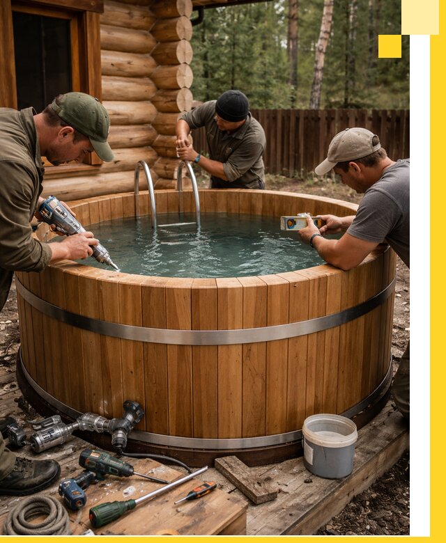 Строительство бань с купелью под ключ и отделкой в Кизляре