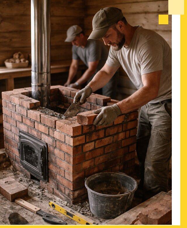 Кирпичные печи для бани под ключ в Кизляре, проект и монтаж