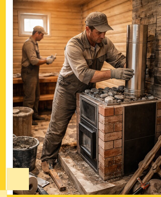 Монтаж печи в бане под ключ в Кизляре от 20322 р. | ЭриданКзр