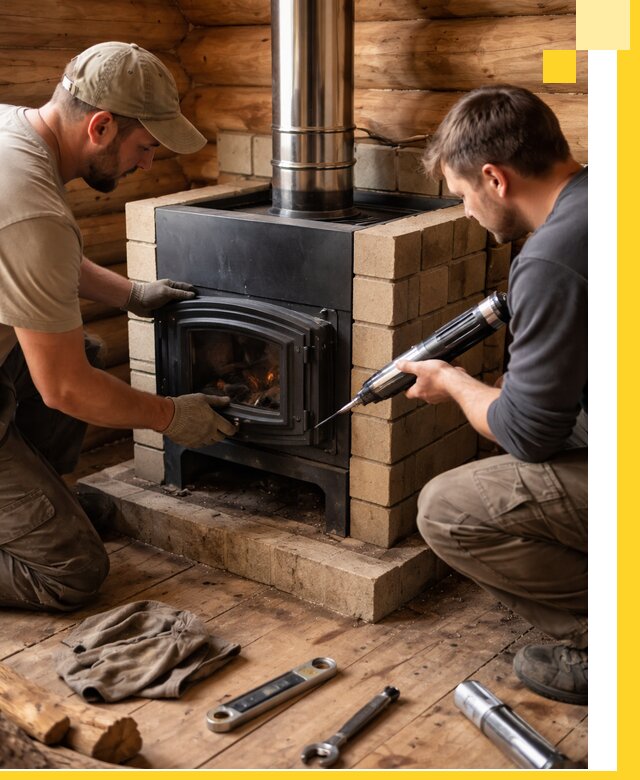 Монтаж и установка печи в бане под ключ с гарантией в Кизляре