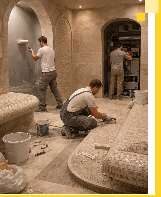 Строительство бани с хамамом и бассейном под ключ в Кизляре