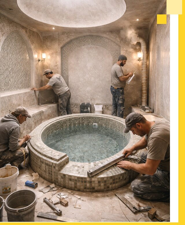 Профессиональное строительство хамама с бассейном в Кизляре под ключ