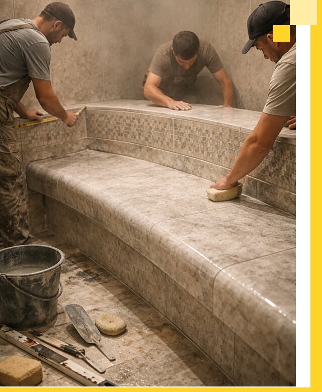 Изготовление и установка сидений для хамама в Кизляре