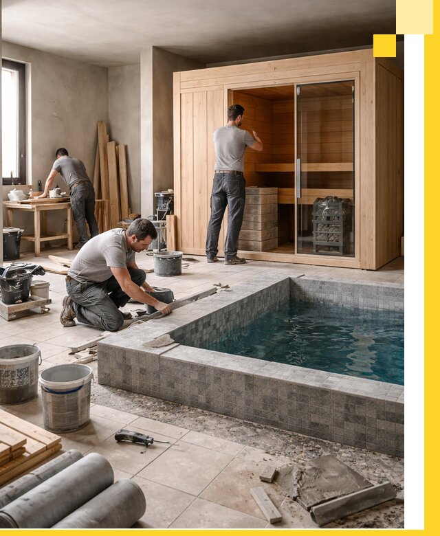 SPA зоны под ключ с бассейном сауной и печью в Кизляре